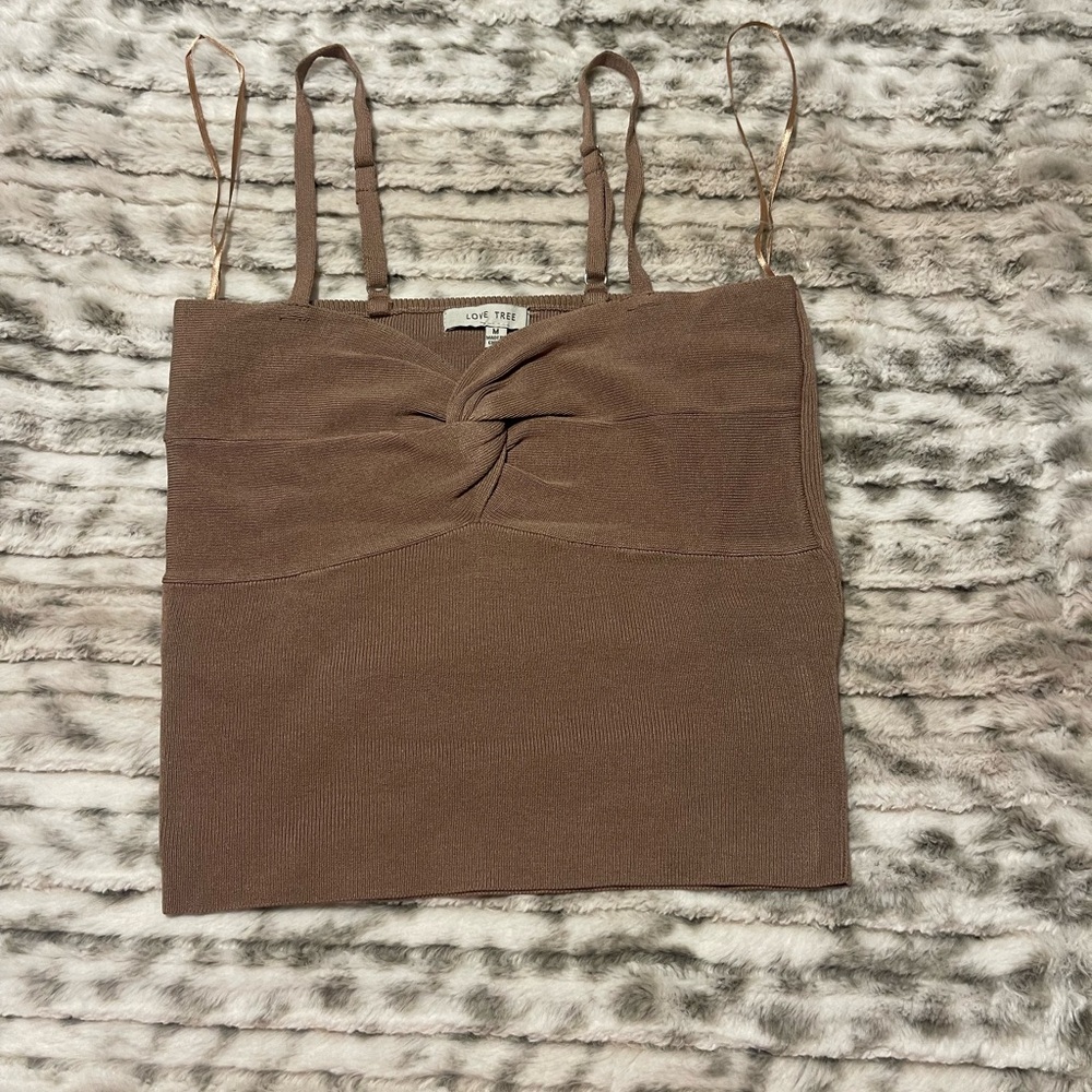 Brown Twist-Front Camisole Top